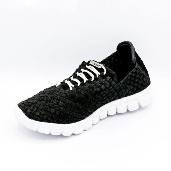 Brand New Zee Alexis Danielle Black & White Woven Sneaker - Picture 1 of 2